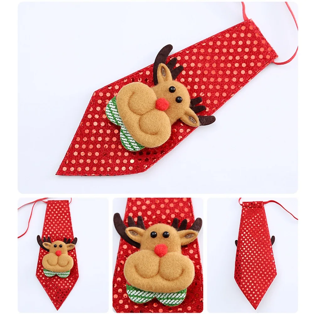4pcs Christmas bows snowman decoration Christmas elk tie Santa Claus Child Adult dance party decoration Christmas ornaments  (12)