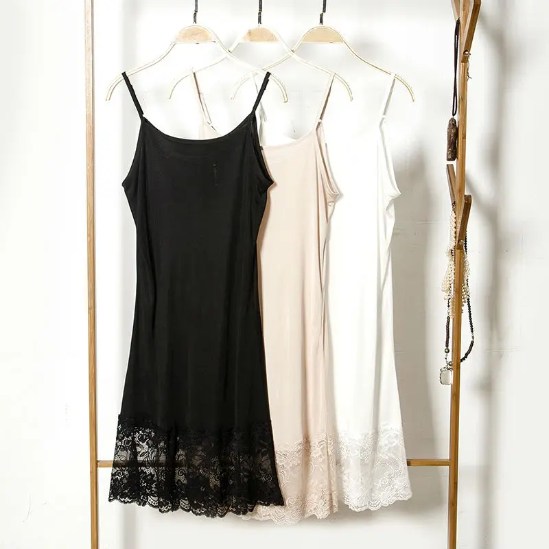Women Full Slips 100% Natural SILK Lace slip Basic Anti emptied slips Adjustable shoulder Solid Nude Black White Women Full Slips 100% Natural SILK Lace slip Basic Anti emptied slips Adjustable shoulder Solid Nude Black White