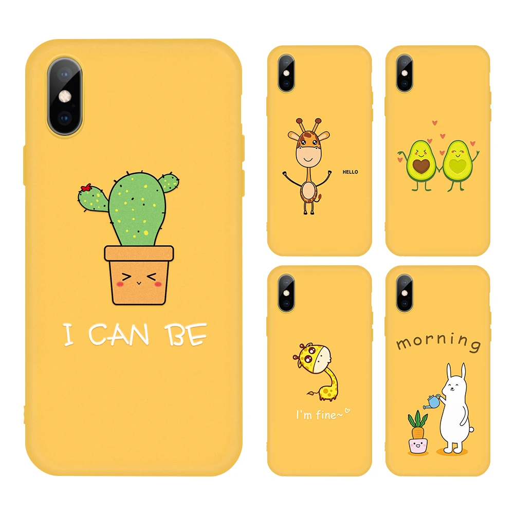 Matte Soft Silicone Case For Iphone Xs Max Xr Yellow Phone Back
