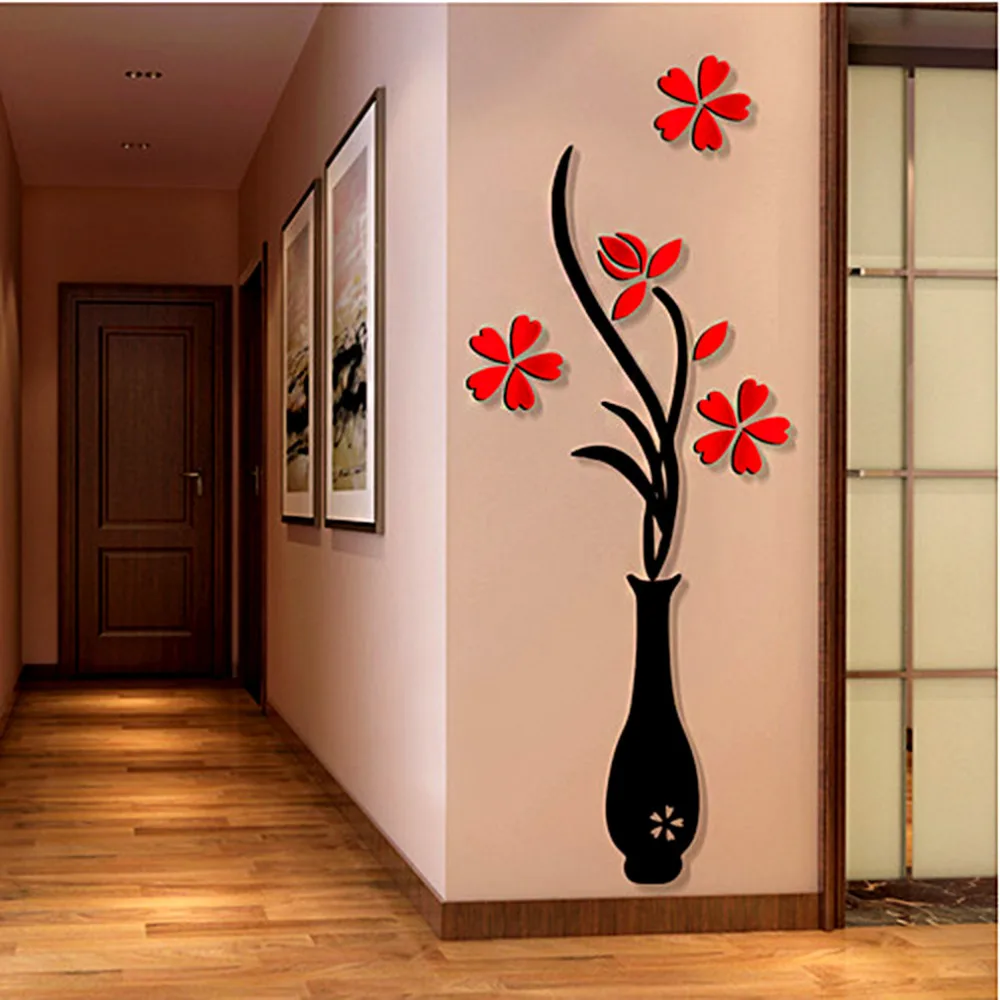 New Vas 3D Acrylic Kristal Tiga Dimensi Stiker Dinding Tv Latar