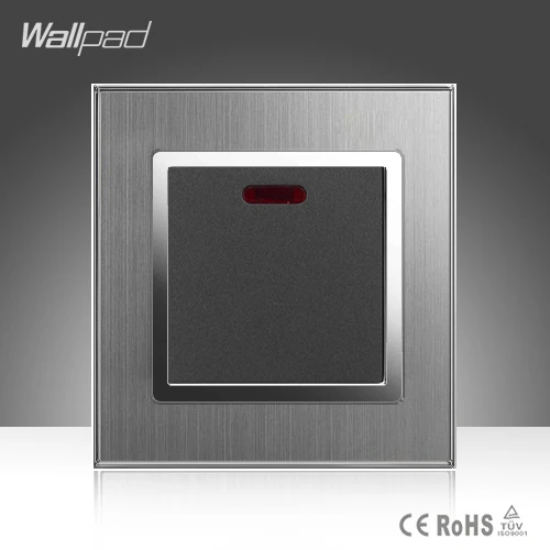 

20A Heater Switch Wallpad Luxury 110-250V Grey Brushed Metal UK EU Standard 20A LED Indicator Water Heater Wall Switch