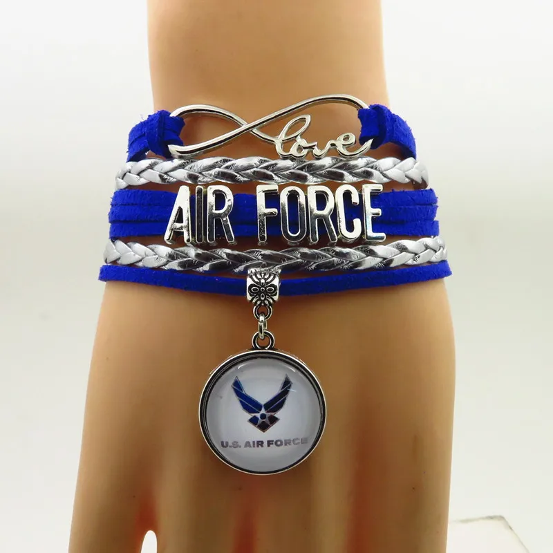 infinity love air force bracelet charm army bangle leather bracelet