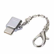 Высокое качество Мини Micro USB Женский к USB 3,1 type C Мужской адаптер конвертер с брелоком серебро