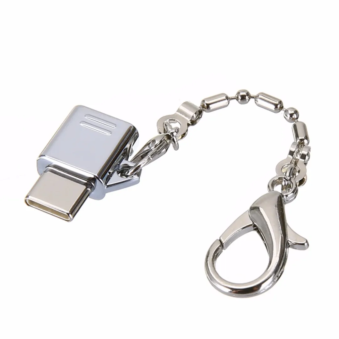 

High Quality Mini Micro USB Female to USB 3.1 Type C Male Converter Adapter with Keyring Silver