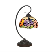 Элегантные цветы Тиффани настольная лампа для учебы спальни красочный стеклянный винтажный стол свет Новинка подарки декоративное освещение TL145