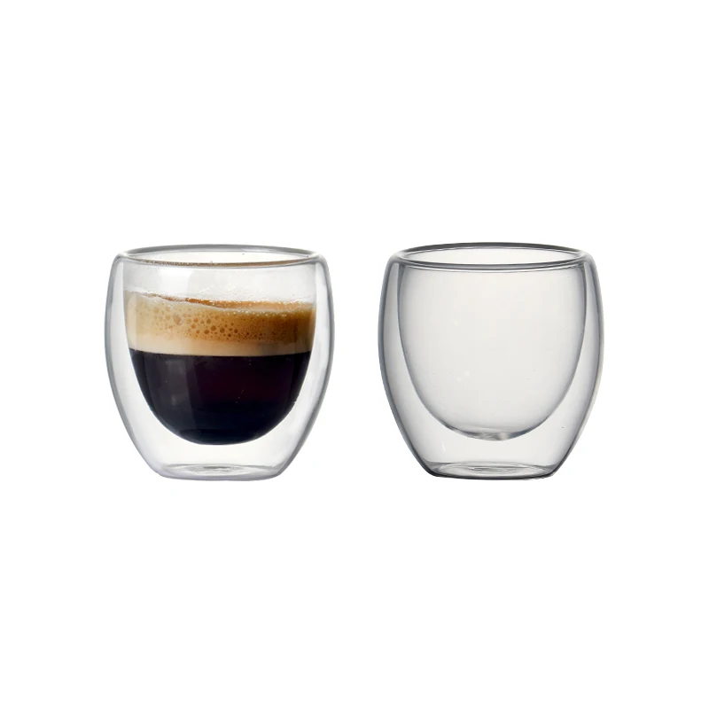 Meilleur Ensemble de 2 6 tasse à café en verre isolé à Double paroi de 80ml pour boire une tasse à café, un Latte, une tasse à expresso ou une tasse à boire