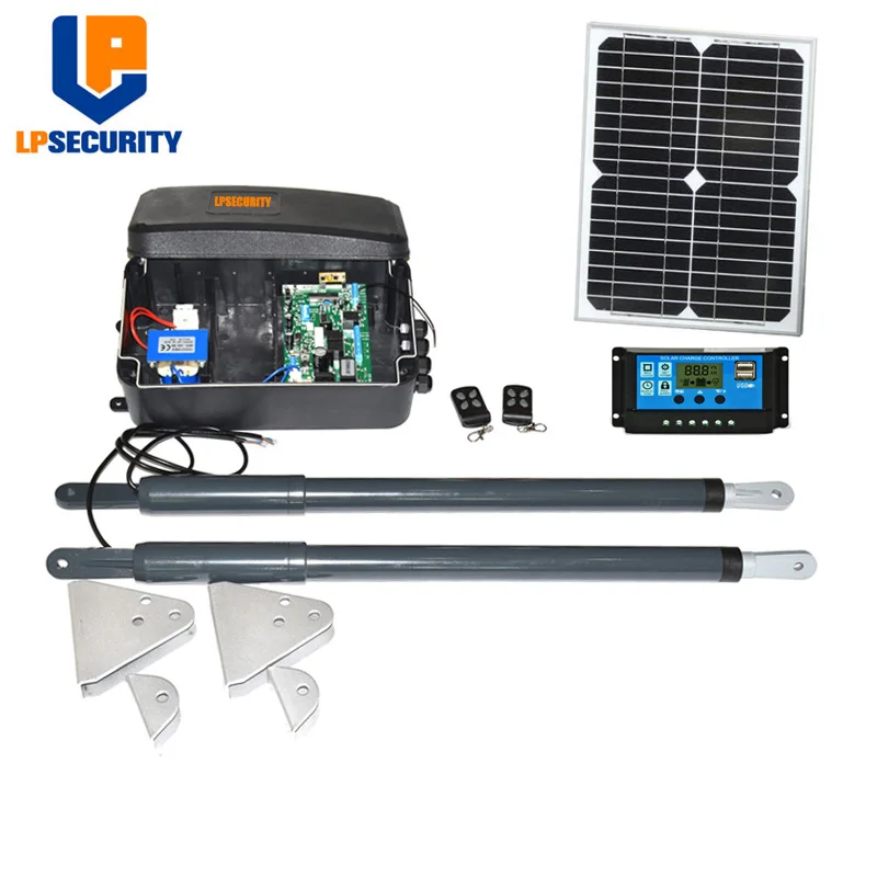 US $111.56 12VDC solar swing gate motor kit Linear arm Automatic con solar panel y controllersensorbutton light gsm opener optional