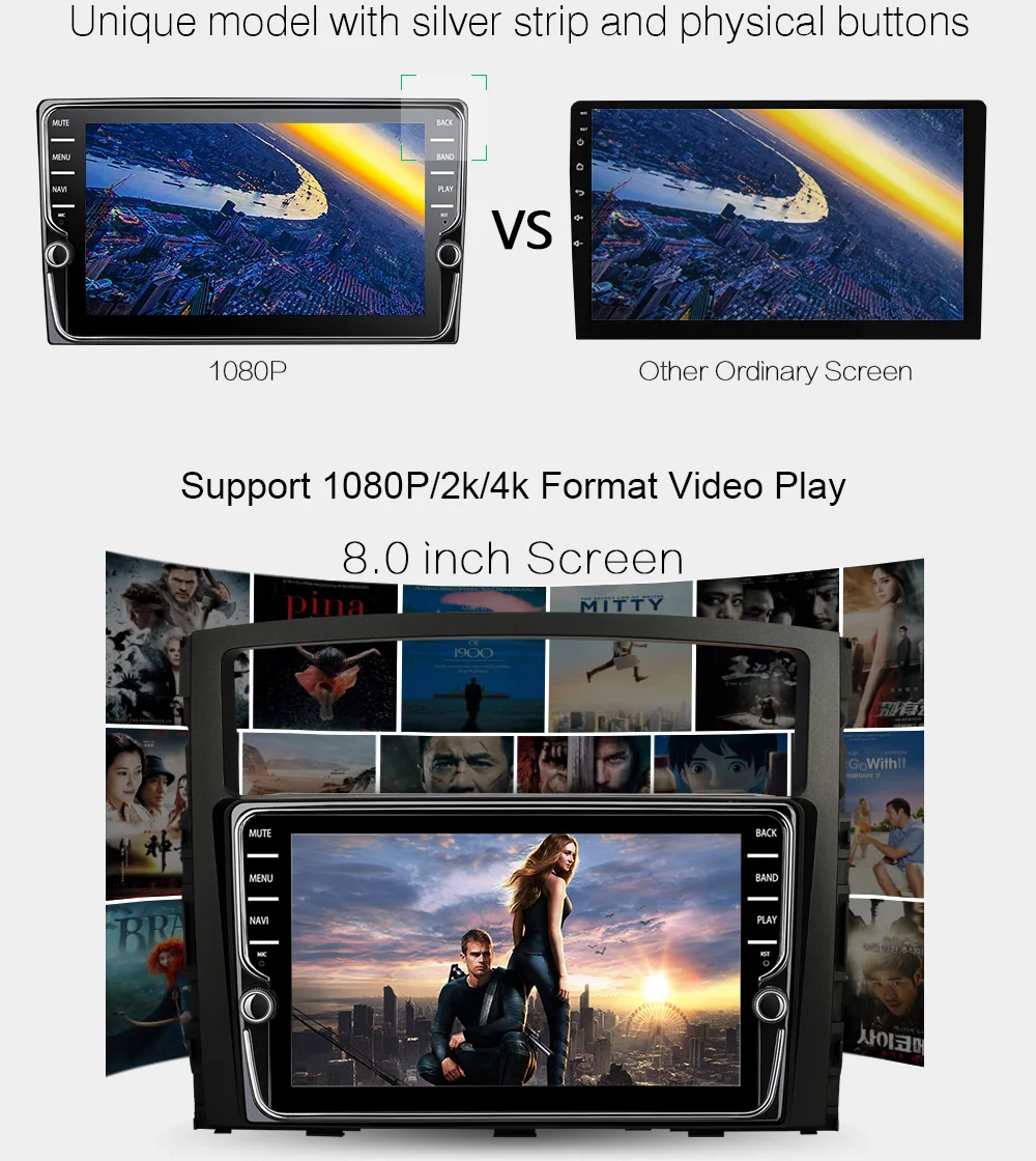 Excellent Funrover 2 din Android 8.0 car dvd multimedia Player For Mitsubishi Pajero V97 V93 2006-2015 car radio gps navigation IPS EQ RDS 5