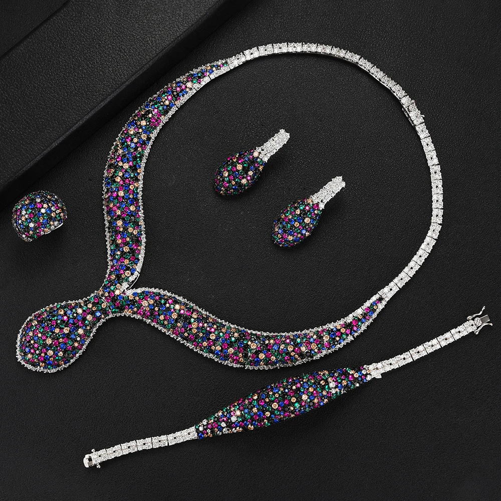 

Luxury 2019 Fashion Jewelry sets For Women Luxury Cubic Zirconia CZ Nigerian Choker Earrings Dubai Wedding Bridal Jewelry Sets