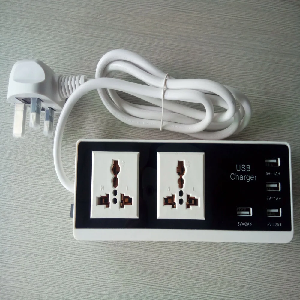 

New Power Strip 4 USB Charging Ports Power Plug US & EU&UK Standard Plug Multi Adapter Smart USB socket For iphone Samsung Xiaom