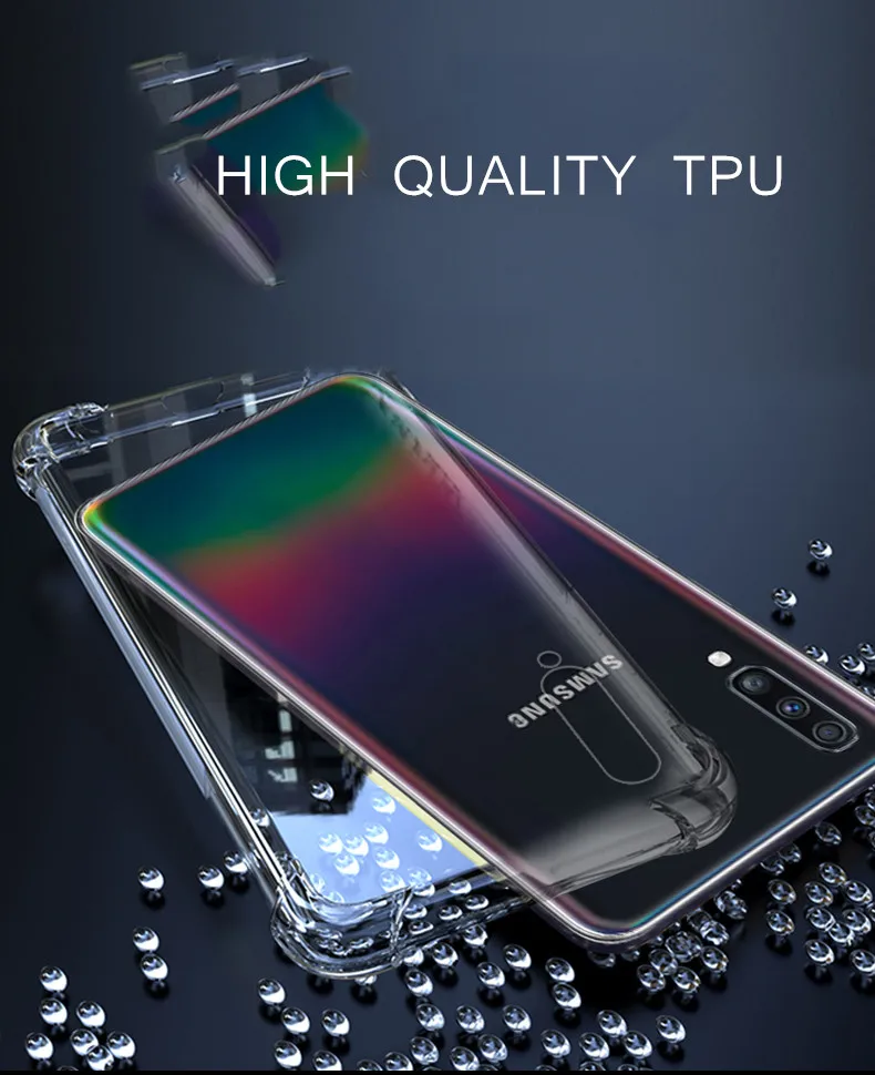 For Galaxy A50 A30 A70 Anti-shock Soft Clear silicone TPU cover Case For Samsung Galaxy A60 phone case transparent cover