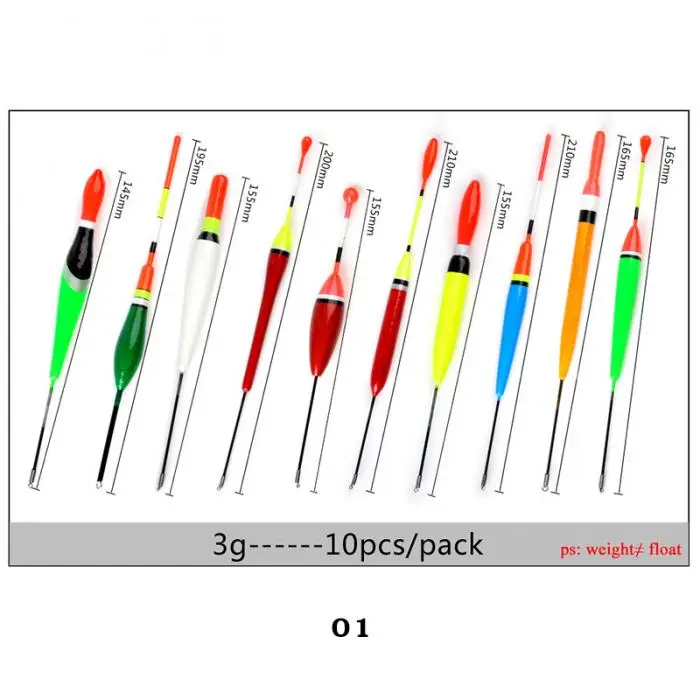 Новые поступления 10 шт./лот смешивания Размеры красочные прочный Рыбалка свет Stick набор поплавков вертикальный буй поплавок Открытый