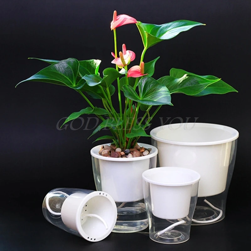 

Auto Irrigate Flower Pot Vase Automatic Watering Planter Lazy Planting Round