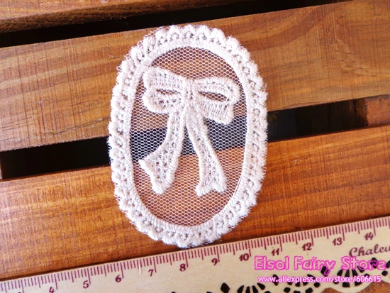 lace tie diy 20pcs Paste, ,7x5cm Decoration DIY tie Badge, Paste Patch Fabric Lace Oval Cloth Bow Lace Flower