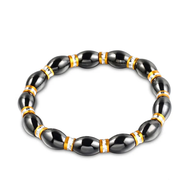 Простой черный геометрический форма камня магнитный браслет для здоровья Магнитный гематит стрейч браслет чакра для мужчин женщин Jewelr - Окраска металла: I