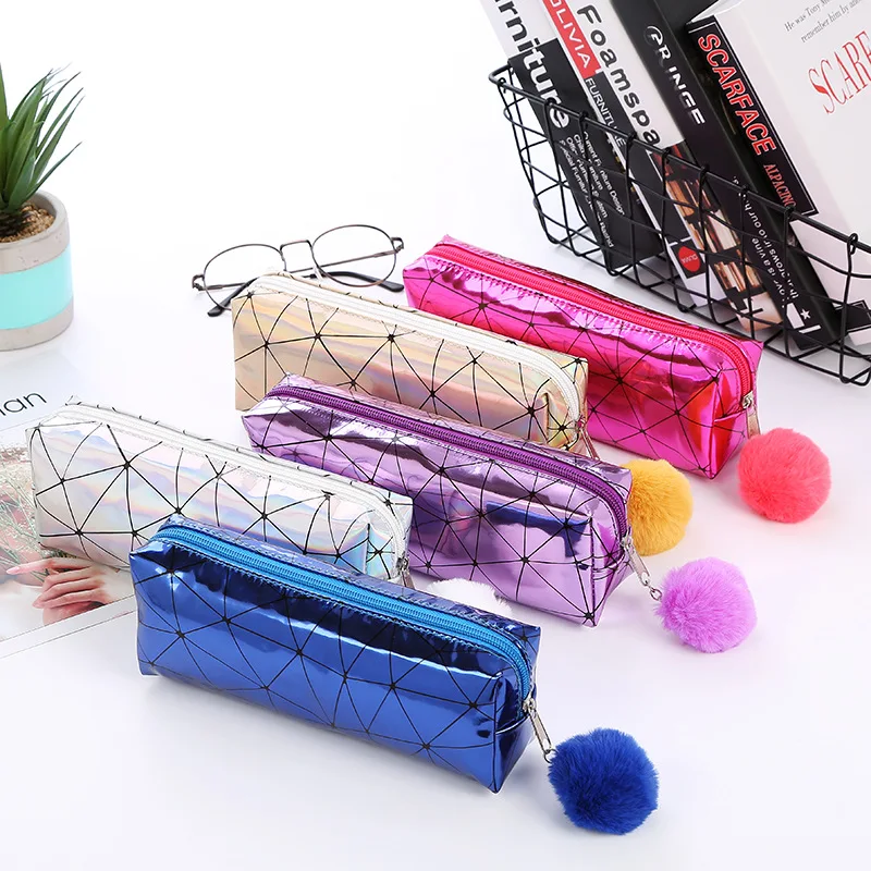 

Kawaii Colorful laser large Pen Case Creative Quality PU Pencil box Cute Pencil Bag For Kids Gift School Supplies Pencilpouch