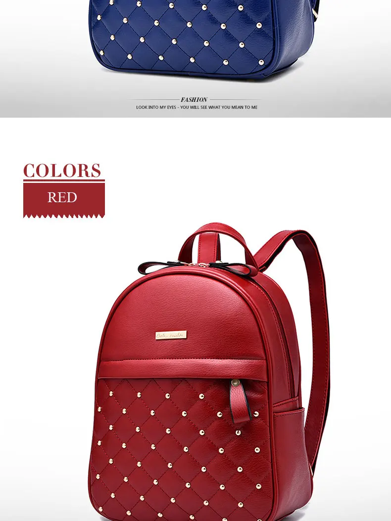 2022 Fashion Women Casual Travel Bead Backpack School Bags PU Leather Backpack for Teenage Girls Mochila Female Backpack S004