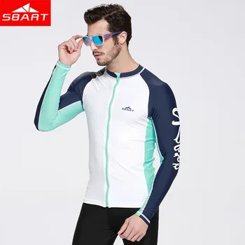 

SBART Rash Guard Shirts With Zipper Sun Protection Swim Tops for Men Womens Long Sleeve Rashguard Surfing Jacket Plus Size 3XL