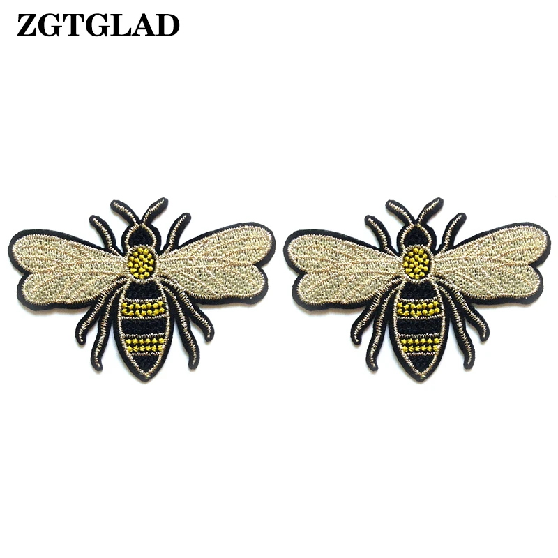

ZGTGLAD 2Pcs Sewing on Clothes Patch Bee Embroidery Patches Applique Motifs Garment Stickers Cloth DIY Decor Supplies