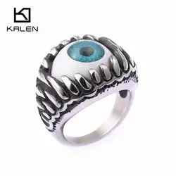 Kalen панк большой дьявольские глаза кольца для Для мужчин волк из нержавеющей стали коготь дизайнер кольца украшения для коктейля