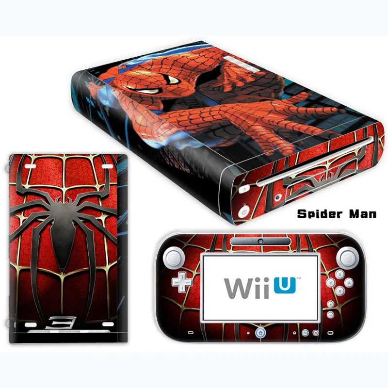 

Spiderman Vinyl Skin Sticker For Wii U Console Cover with 2 Remotes Controller Skins For WiiU Decal Game Accessories