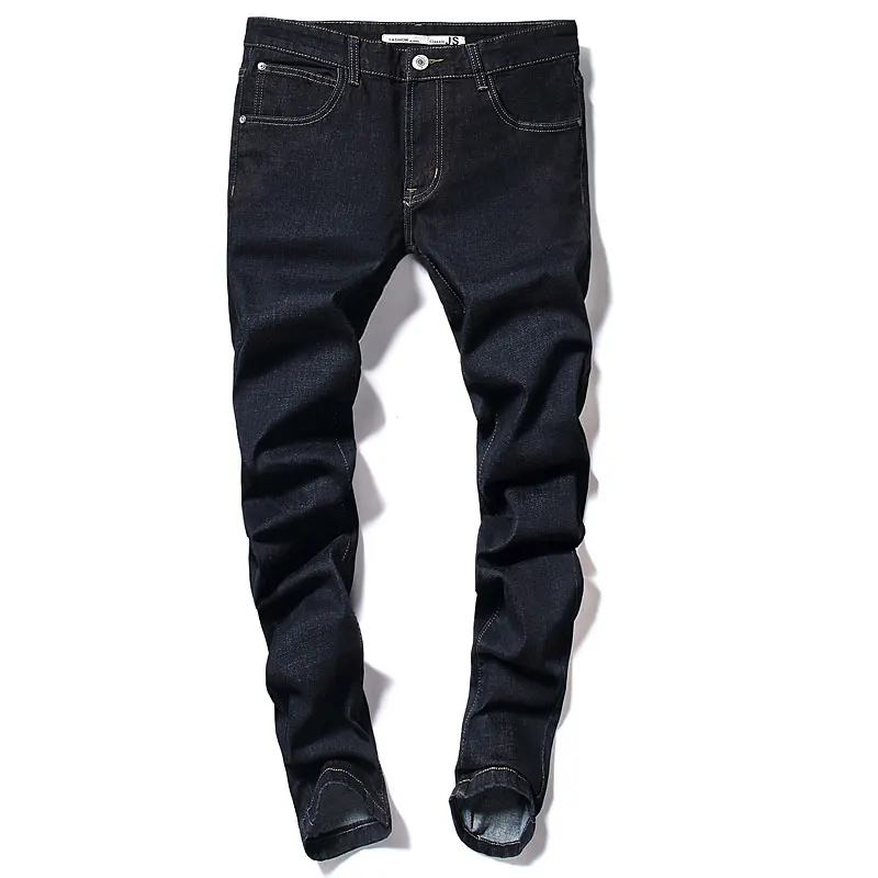 Jantour, новинка, роскошные мужские брендовые черные джинсы, мужские хлопковые обтягивающие тонкие однотонные повседневные Стрейчевые джинсовые джинсы, мужские длинные штаны - Цвет: black