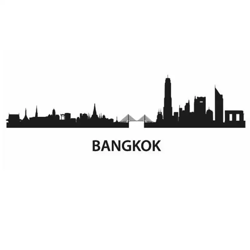 Bangkok City Decal Landmark Skyline Wall Stickers Sketch Decals Poster