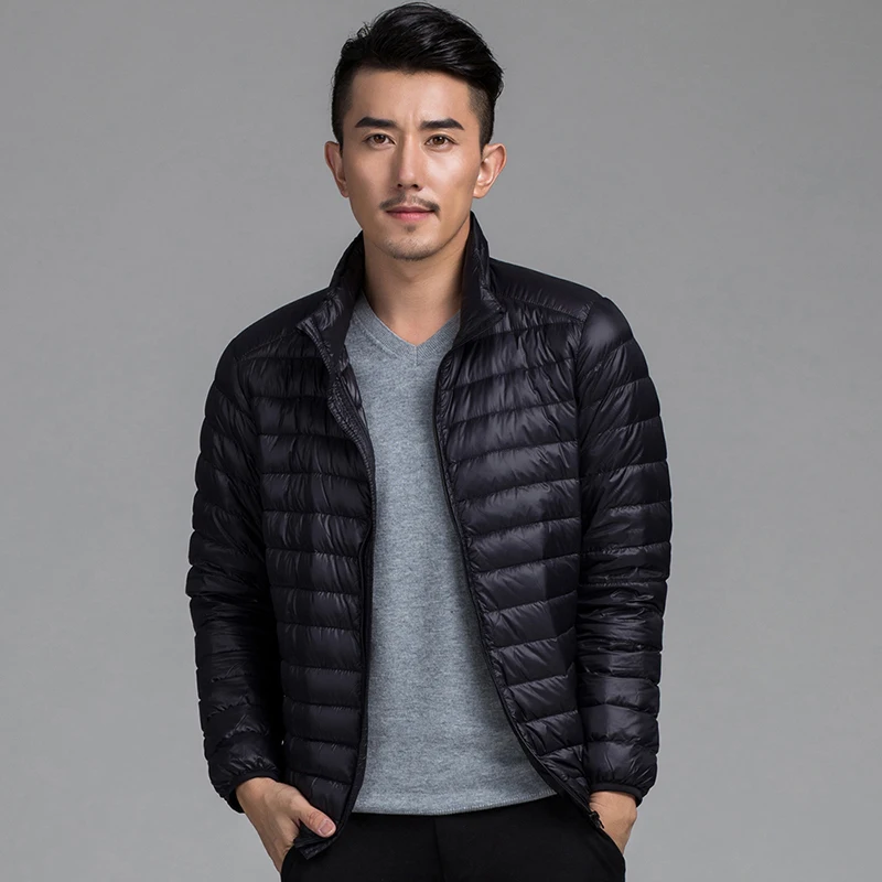 winter men fashion stand collar white duck down coat jacket young men