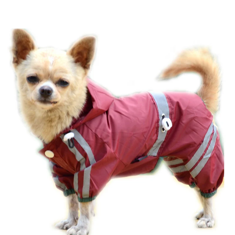 

New Light Reflecting Waterproof Dog Raincoat PVC Striped Puppy Rainwear Jacket Costume Pets Apparel Sportswear XS- XXL CW007