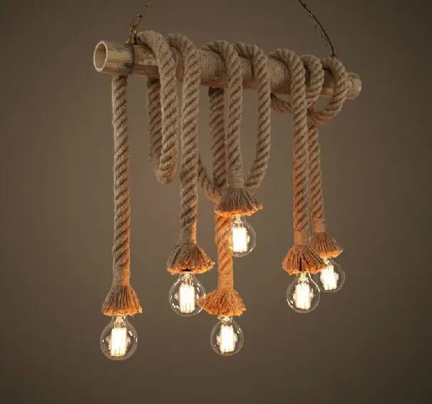 American Rustic Style Handmade Pendant Lamp With E27 Holders American Rustic Style Handmade Pendant Lamp With E27 Holders Hanging Rope Pestaurant Room Vintage Lamps In Lights From