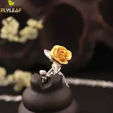 Форзац Оригинальные ручной розы цветы ожерелья и подвески для женщин Высокое качество Мода леди подарок 925 пробы