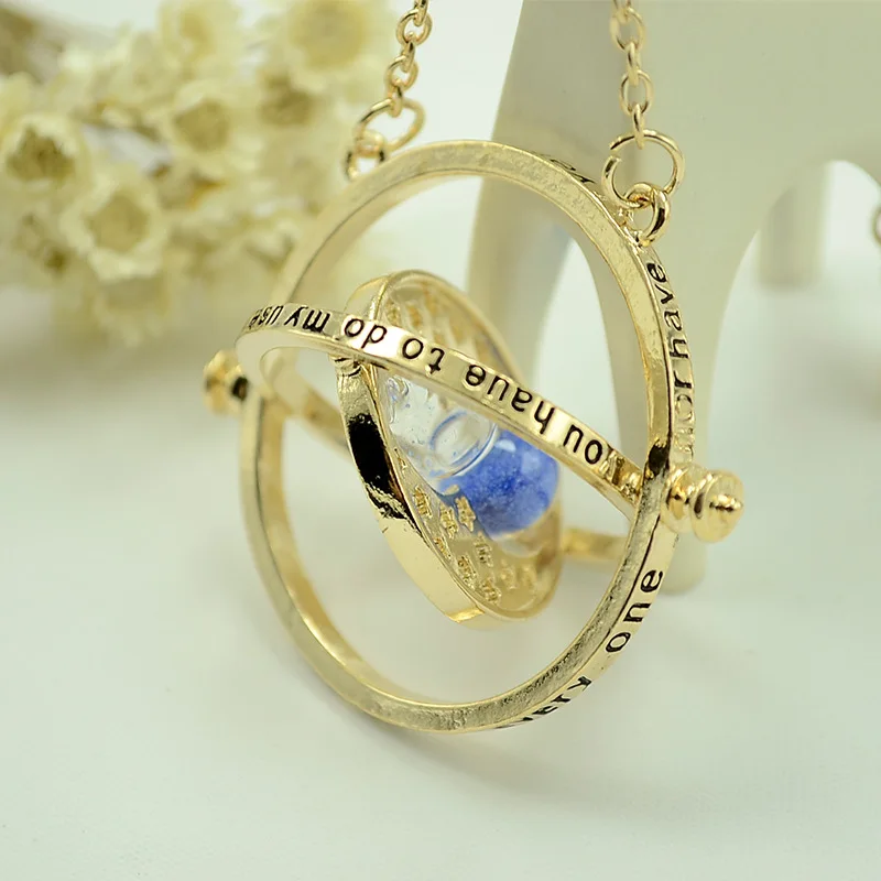 

10 funnel Multi-layer circle rotation necklace Geometric round Hourglass converter Double circle Harry Time Potter Necklace