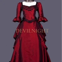 Красное фантазийное черное кружевное викторианское платье