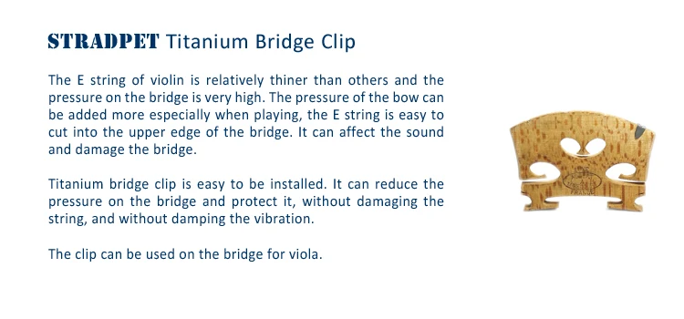 Патент, STRADPET титановый мост зажим для скрипки и альта, 4 шт. в 1 посылка, зажимы только без моста