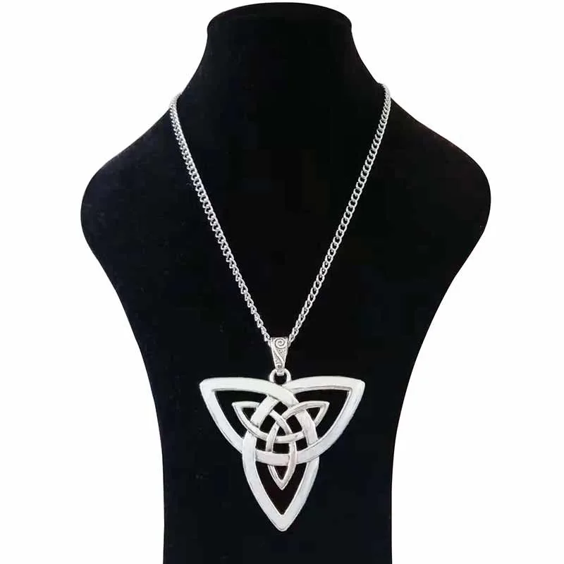 1 x старинное серебро большой Селтикс узел Викинг Trinity Троицы Triquetra амулет кулоны на длинной цепи Lagenlook 34"