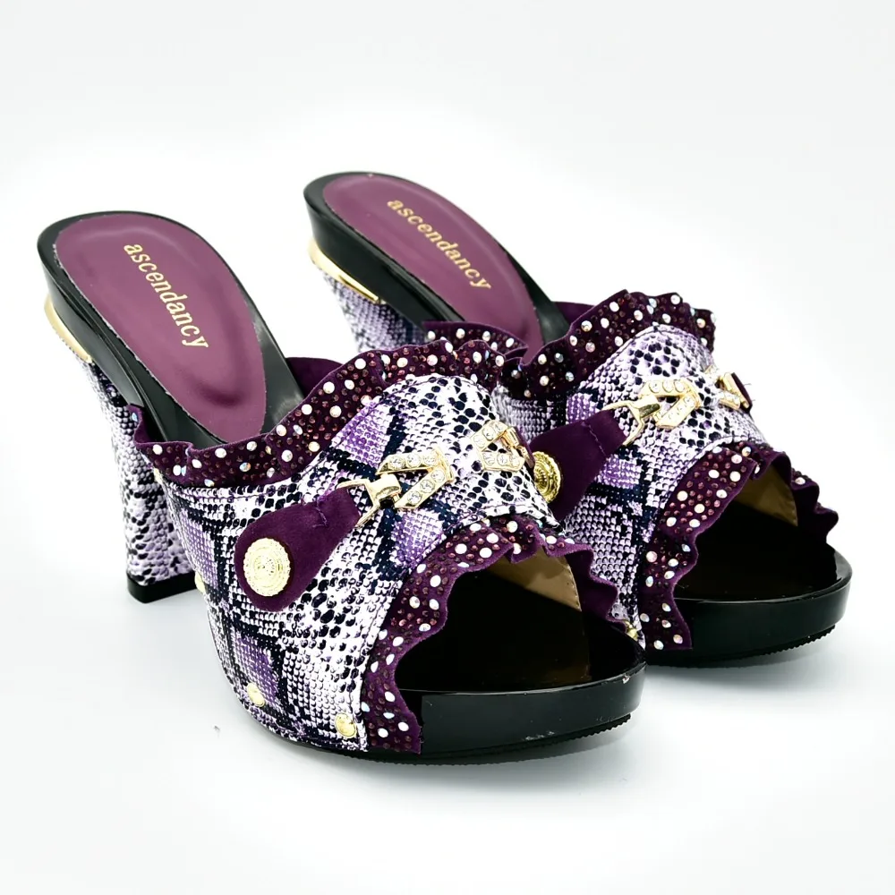 

Free shipping nice fashion deep purple lady shoes sandals with stones size 38 to 42 new arrival women shoes in purple SS014-4