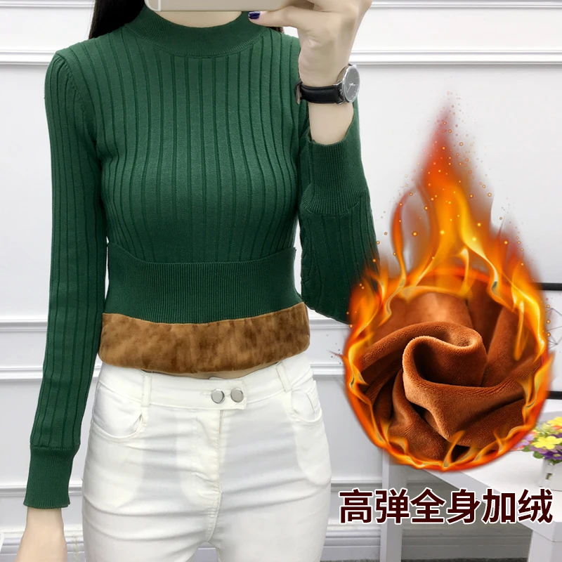 Sweater 2018 Winter Gold Velvet thickening Pullover sweater women O Neck All-match knit sweater women Warm winter sweaters Sweater 2018 Winter Gold Velvet thickening Pullover sweater women O Neck All-match knit sweater women Warm winter sweaters