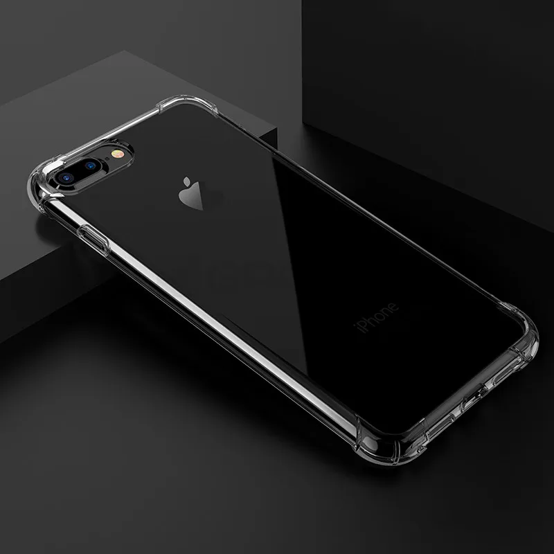 Противоударный чехол для телефона прозрачный мягкий Iphone X 6 6s 8 7 Plus 5 5S Se