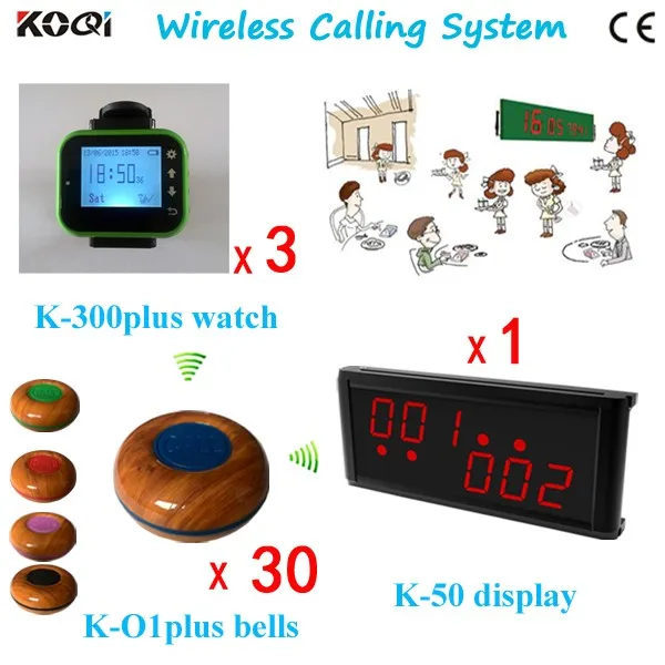 K-236+K-300plus-green+K-O1plus-blue 1+3+30 Waiter Server Paging Service System