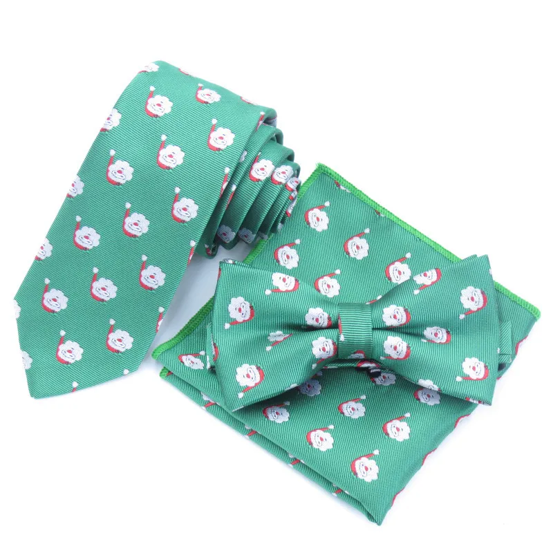 Новые рождественские украшения + галстук-бабочка + набор носовых платков для Мужская рубашка полиэстер Рождество Шея связывает Gravatas тонкий