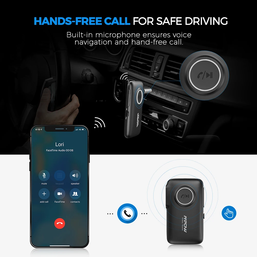 Mpow Bh298 Bluetooth 5.0 Receiver 3.5mm 