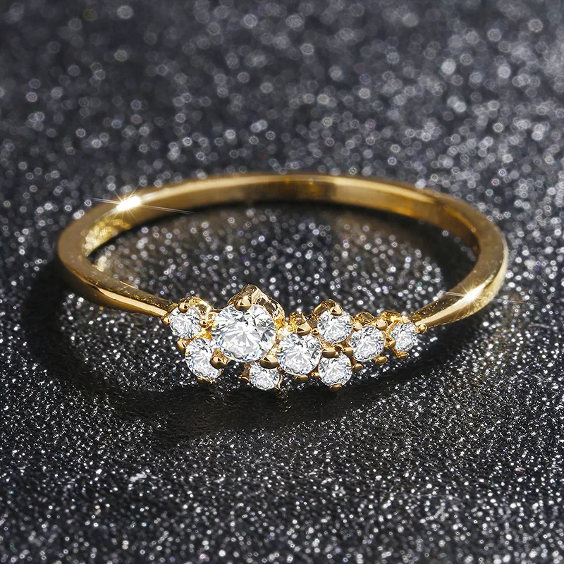 От Double Fair тенденции моды элегантные Для женщин кольцо для романтических встреч вечерние подарок светильник из желтого золота тонкие ювелирные изделия Малый дрель кольцо KCR088M