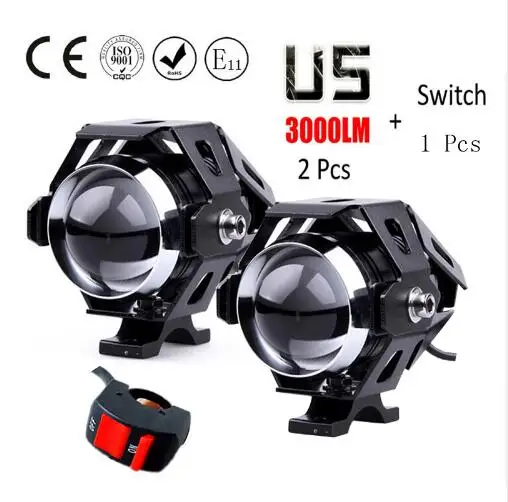 

2PCS 125W Motorcycle LED Headlight 12V 3000LMW U5 Motorbike Driving Spotlights Headlamp Moto Spot Head Light Lamp LED