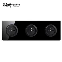 Настенная панель L6 черная трехместная рамка французская настенная розетка из закаленного стекла 3 комплекта электрическая розетка 16А круглый дизайн