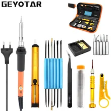 ЕС вилка 220 в 60 Вт Регулируемый температурный Электрический паяльник Комплект+ 5 шт. наконечники Портативные Сварочные инструменты для ремонта; отвертка SolderTin