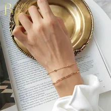 Настоящее 925 пробы, серебряные женские браслеты, крошечные тонкие бусины, панцирная цепочка, браслеты для женщин, девушек, лучший друг, подарок, ювелирное изделие R5