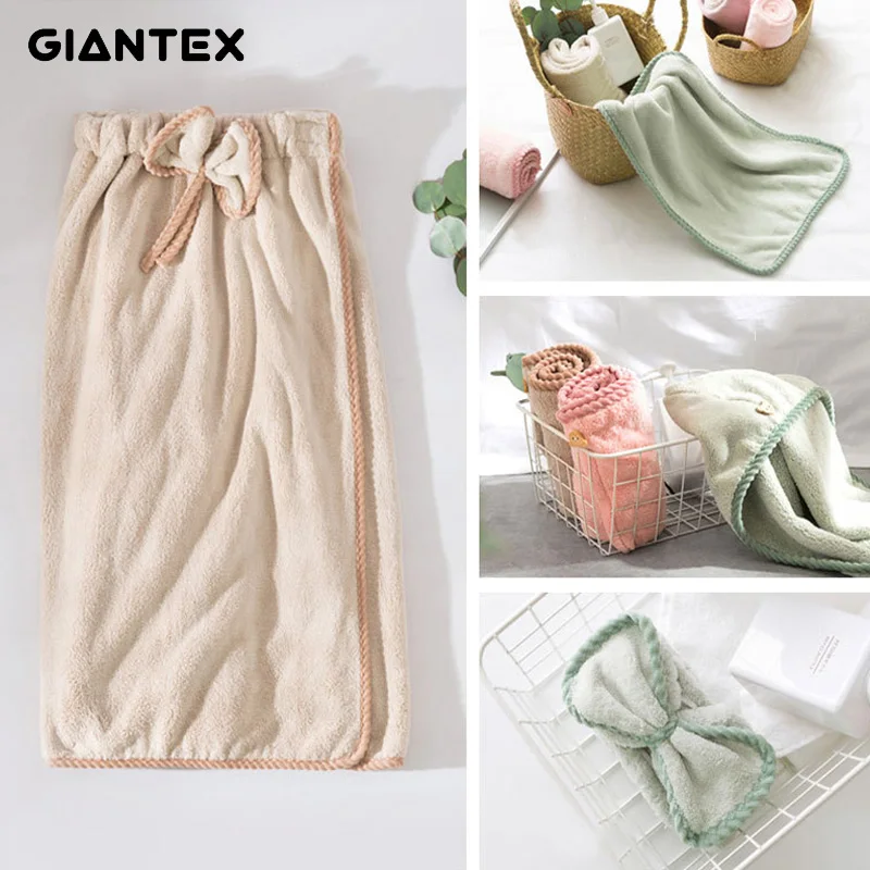 GIANTEX 4 teil satz Frauen Bad Mikrofaser Bad Handtücher für erwachsene Bad Handtuch Haar Handtuch Set serviette de bain toalhas de banho Günstig