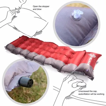 

Thicken Self Inflating Sleeping Mat Outdoor Beach Camping Inflatable Mattress Moisture-Proof Pongee Fabric Tent Pad Cushion
