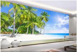 3d фото обои на стене Солнечный берег кокосовой пальмой пейзажа домашнего декора гостиной 3D настенные фрески обои для стен 3 D