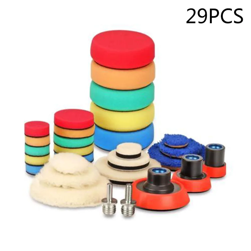 

Kits Parts Polishing Pads Detailing Sponge Polishing Buffing Waxing Drill 29pcs Car Detailing Latest Practical